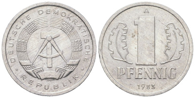 ГДР 1 пфенниг 1983 A KM 8.2 алюминий aUNC 206-521