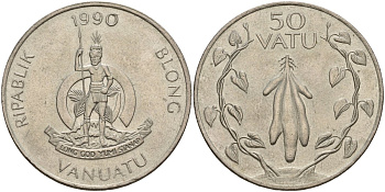 Вануату 50 вату 1990 KM 8 медно-никель UNC 4120-831