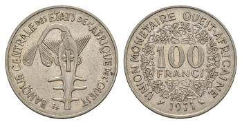 Западная Африка (BCEAO) 100 франков 1971 KM 4 никель 4620-1234