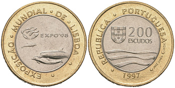 Португалия 200 эскудо 1997 Лиссабон ЭКСПО, 1998 KM 694 биметалл UNC 4574-935