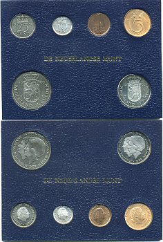 Нидерланды набор из 6 монет 1980 KM 180,181, 182, 183, 200, 201 UNC 7-2-4-15