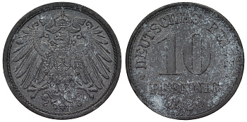 Германия 10 пфеннигов 1920 KM 26, J. 299, Weege 8 цинк 4119-355