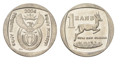 ЮАР 1 ранд 2004 KM 333 медь плакированная никелем 4627-425