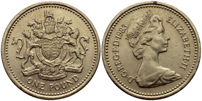 Великобритания 1 фунт 1983 Елизавета II (1952-2022) KM 933, Spink 4221 никель латунь 86-742