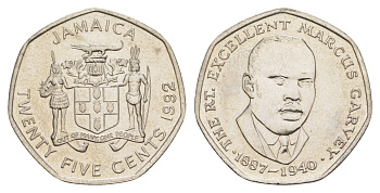 Ямайка 25 центов 1992 KM 147 сталь плакированная никелем UNC 4652-622