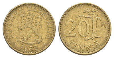 Финляндия 20 пенни 1983 KM 47 алюминиевая бронза 4648-432