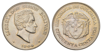 Колумбия 50 сентаво 1964 KM 217 медно-никель UNC 4692-132