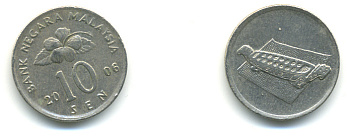 Малайзия 10 сенов 2006 цветок KM 51 медно-никель 3999-613