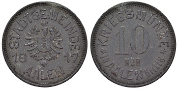 Германия, Ален 10 пфеннигов 1917 Баден-Вюртемберг, нотгельд Funk 2.2 цинк 4119-1032