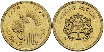 МАРОККО 10 САНТИМОВ 1974 FAO KM 60 латунь 4511-843