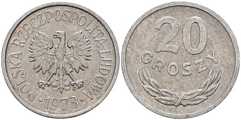 Польша 20 грошей 1973 MW KM А47, Parchimowicz 208m алюминий    4187-342