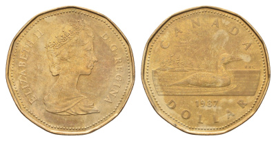 Канада 1 доллар 1987 Елизавета II (1952-2022), утка KM 157 никель плакированная бронзой 4678-1225