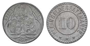 Фульда 10 пфеннигов 1917 Funck 146.3, Men18 10683.5 цинк 4659-267