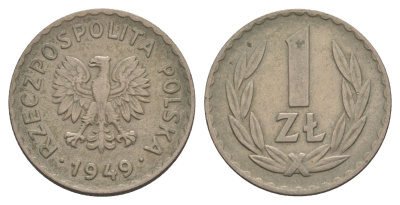 Польша 1 злотый 1949 Y 45 медно-никель 4646-1027