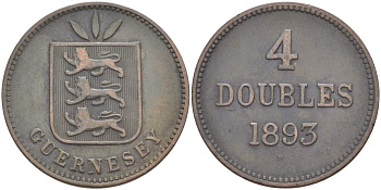 Гернси 4 дабла (дубля) 1893 Н KM 5 бронза 4517-932