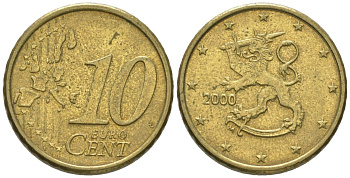 Финляндия 10 евроцентов 2000 M KM 101 нордик 4580-346