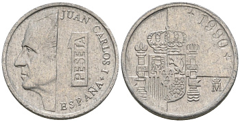 Испания 1 песета 1990 M, Хуан Карлос I (1975-2014) KM 832 алюминий 4602-1146