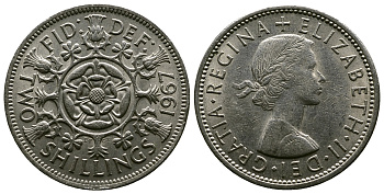 Великобритания 2 шиллинга (флорин) 1967 Елизавета II (1952-2022) KM 906, Spink 4146 медно-никель 4382-831