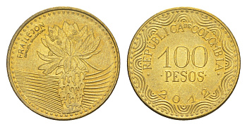 Колумбия 100 песо 2012 KM 296 сталь плакированная никелем UNC 4651-566