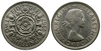 Великобритания 2 шиллинга (флорин) 1967 Елизавета II (1952-2022) KM 906, Spink 4146 медно-никель 4382-831