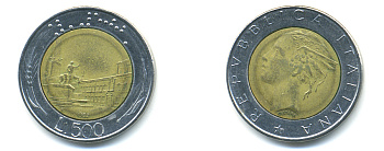 Италия 500 лир 1982 R, Квиринальский дворец в Риме KM 111 биметалл 89-733