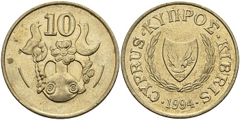 Кипр 10 центов 1994 KM 56.3 никель латунь 4141-1223