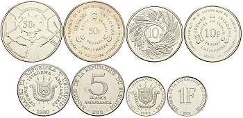 Бурунди 1, 5, 10 и 50 франков 1980-2011 1 франк 1993 UNC N3-06
