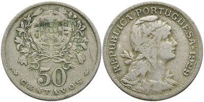 Португалия 50 сентаво 1929 KM 577 медно-никель 08-842
