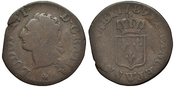 ФРАНЦИЯ 1/2 СУ 1789 ЛЮДОВИК XVI (1774-1793) KM 586 медь 4556-353