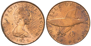 Остров Мэн 1/2 пенни 1979 KM 32 бронза UNC 192-362