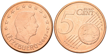 Люксембург 5 евроцентов 2007 KM 77 сталь плакированная медью 4147-819