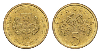 Сингапур 5 центов 1986 KM 50 алюминиевая бронза 4640-517