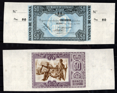 Испания, Бильбао 50 песет 1937 Pick S564 f бумага UNC (пресс) 6267-29-2