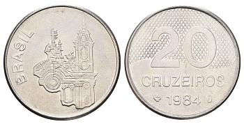 Бразилия 20 крузейро 1984 KM 593.1 нержавеющая сталь UNC 4646-1017