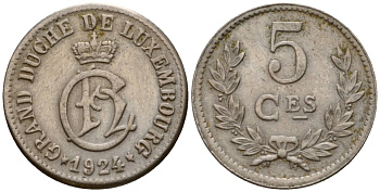 Люксембург 5 сантимов 1924 Шарлотта (1918-1964) KM 33 медно-никель 4602-415