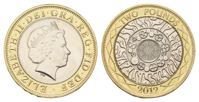 Великобритания 2 фунта 2012 Елизавета II (1952-2022) KM 994, Spink 4570 (K9) биметалл UNC 4111-1115