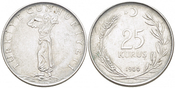 ТУРЦИЯ 25 КУРУШ 1966 KM 892.3 сталь 4529-1153