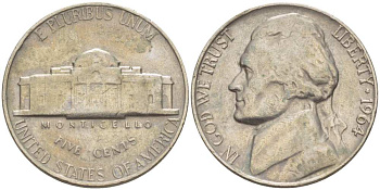 США 5 ЦЕНТОВ 1964 ДЖЕФФЕРСОН KM А192 медно-никель 119-934