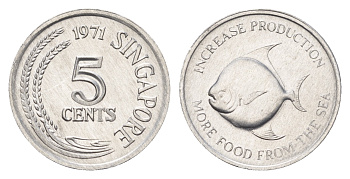 Сингапур 5 центов 1971 ФАО - Продовольственная программа KM 8 алюминий  UNC  M73-07
