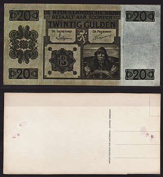 Нидерланды 20 гульденов ND (1926-1938) открытка тип Pick 44 картон 8708-5