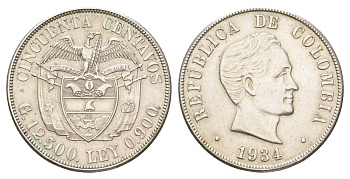Колумбия 50 сентаво 1934 KM 274 серебро 5010-2033