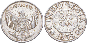 Индонезия 25 сенов 1955 KM 11 алюминий 4143-953