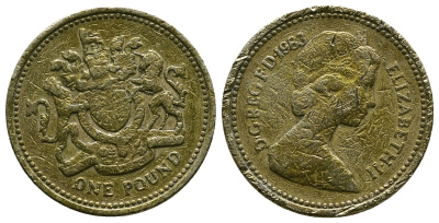 Великобритания 1 фунт 1983 Елизавета II (1952-2022) KM 933, Spink 4221 никель латунь 4384-1247