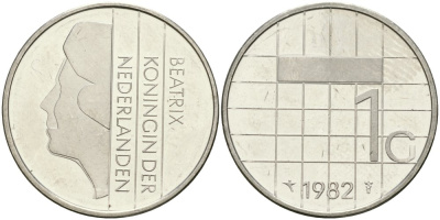 Нидерланды 1 гульден 1982 Беатрикс (1980-2013) KM 205 никель UNC 4579-416