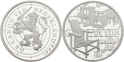 НИДЕРЛАНДЫ МЕДАЛЬ СЕРИИ ИСТОРИЯ НИДЕРЛАНДОВ, АВАНГАРДИСТСКОЕ ОБЪЕДИНЕНИЕ ГОЛЛАНДСКИХ АРХИТЕКТОРОВ И ХУДОЖНИКОВ (СТИЛЬ) (1917-1931), ДИАМЕТР 30 ММ. медно-никель 02-230-57