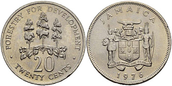 ЯМАЙКА 20 ЦЕНТОВ 1976 FAO KM 69 медно-никель UNC 3333-1231
