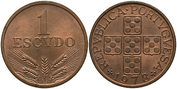 Португалия 1 эскудо 1978 KM 597 бронза 181-356