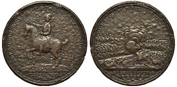 ГЕРМАНИЯ МЕДАЛЬ 1757 РУССКО-ПРУССКАЯ ВОЙНА, СРАЖЕНИЕ ПРИ РОСБАХЕ, 5 НОЯБРЯ 1757, ДИАМЕТР 48 ММ. ВЕС 32,3 ГР. бронза 1093-2-41