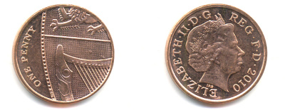 Великобритания 1 пенни 2010 Елизавета II (1952-2022) KM 1107, Spink B6 сталь плакированная медью 177-1224