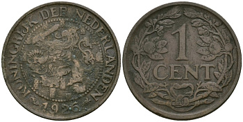 Нидерланды 1 цент 1926 Вильгельмина (1890-1948) KM 152 бронза 4576-1067